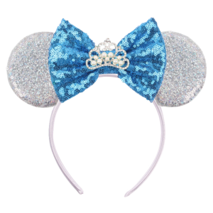 Disney Chic Princess Crown Mouse Ears Headband Sequins Bow Hairband For Girls Children Festival Party DIY Hair Accessories Gift