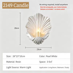 Wireless Rechargeable Seashell Wall Lamp With Remote No Wiring LED Resin Shell Wall Sconce Vintage Bedroom Bedside Decor Light