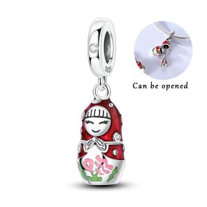 Mặt Dây Chuyền Bạc 925 Sterling Dành Cho Vòng Tay Vòng Cổ Mẹ Con Gái Con Trai Gia Đình Mặt Dây Hình Hạt Trang Trí Zircon Làm Trang Sức Tự Làm Quà Tặng