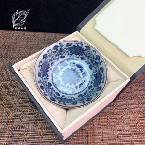 Jingdezhen Blue And White Ceramic Handmade Antique Style Tea Cup Lotus Vine Personal Dedicated Master Cup High End Puer Tea Cup