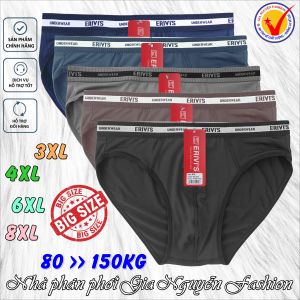 Quần sịp Big size: set 5 chiếc quần lót nam Erivis vải thun lạnh 4 chiều quần Bigsize dành cho người mập 80-150kg