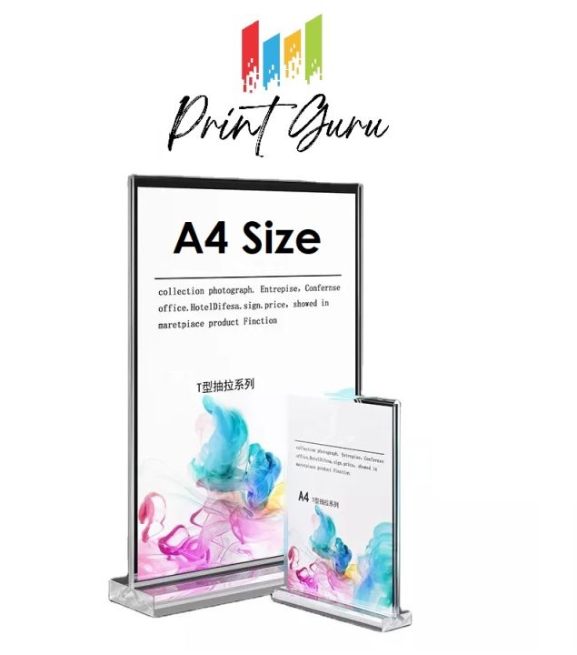 Acrylic Desktop Table Sign Holder A4 Size  (Table Top Display Stand) for Menu, Flyers and Frame