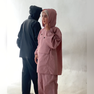 JAS HUJAN SULTAN KANGURU JAKET CELANA DUSTY PINK