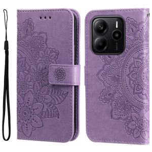Magnetic Leather Wallet Flip Cover Case for Redmi Note 9 10 11 11S 12 12R 13 13R 14 Pro Max Plus 4G 5G | Flower Embossed Design
