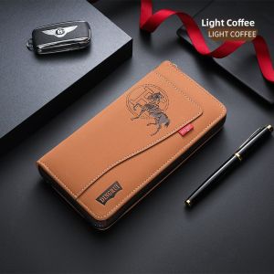 Baosini New Lucky Horse Element Mens Wallet Long Large Capacity Coin Purse Zipper Closure Business Casual PU Leather Wallet