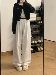 High Waist Straight Leg Jeans Womens Loose Fit Spring Autumn Style Cover Hip Hide Belly Slimming Wide Leg Pants