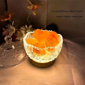 Crystal Aromatherapy Glass Storage Jar Bedroom Decorative Vessel Container Luminescent Base Small Ornament Home Decor