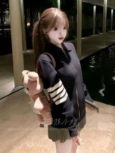 Korean Style Long Sleeve Zipper Knitted Open Cardigan Womens Autumn Winter British College Style Outerwear Top School Girl