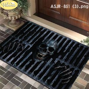 VIKAMA Halloween Doormat Sewer Drain Skeleton Skull Claw Print Absorbent Non Slip For Front Door Entryway Porch Decor