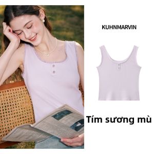 KUHNMARVIN | Áo Camisole Knit Cổ U Ôm Sát Có Ruffle Mềm