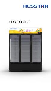Hesstar 980L No Frost HDS-T983BE 3 Door Display Chiller/ Showcase for Beverage Peti Sejuk 直式展示冷柜