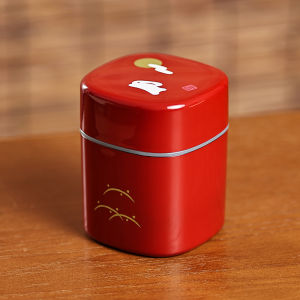 Hakoya Black Red Moon Rabbit Sealed Portable Lacquer Tea Leaf Box Coffee Can Resin Tea Tube Japanese Style Tea Set Portable Size