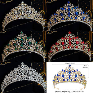 Full Diamond Crystal Princess Crown Luxury Queens Crown Headdress Hair Accessories Birthday Party Girl Headpieces