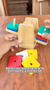 Timbangan Persegi Mainan Kayu Edukasi - Mengenal Konsep Keseimbangan - Kayu Seru