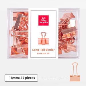 Gold Metal Long Tail Clip Student Mixed Pack Fish Tail Stationery Cute Multi-functional Exam Paper Clip File Folder Ticket Clip Rose Gold Ticket Holder