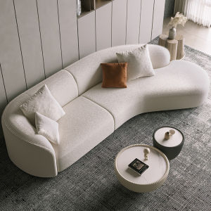 Modern Minimalist Fabric Sofa Set for Beauty Salon Non-Circular Arc Shaped Combination Luxury Living Room Furniture Design