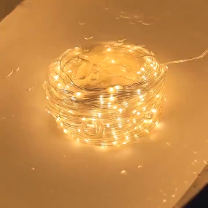 Solar New Year Christmas Lights String Outdoor Waterproof 12M 100 LED Copper Wire String For Christmas decoration Solar Garden Fairy Light Home Garden Party Wedding Patio Tree
