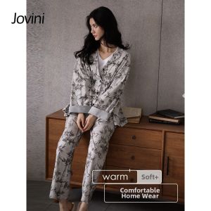 Cotton Long Sleeve Long Pant Relax-Fit Sleepwear for Spring Autumn Wearing