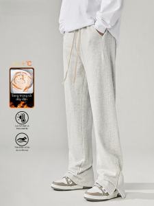 Quần Thể Thao Nam Cotton Nguyên Chất GURBAKS Ống Loe Cạp Vừa Màu Xám Quần Dài Mùa Thu Đông Thường Ngày Quần Thể Thao