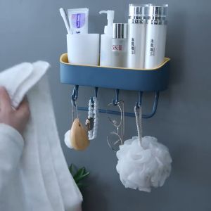 High Quality Bathroom Shelf Organizer with Towel Rack Shower Kitchen Rack Storage Wall Mounted with Hook