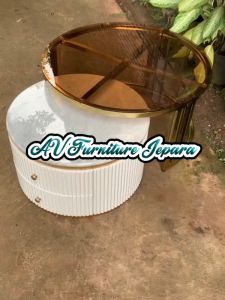 Meja Coffe Tababel Stainless Top Marmer Dan kaca