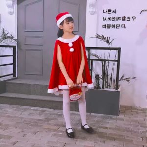 ชุดแซนตี้ ชุดแซนตี้เด็ก ชุดกระโปรงมีผ้าคลุม ชุดคริสต์มาส พร้อมหมวก พร้อมส่ง/T Store