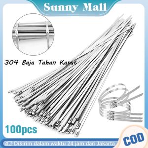 100pcs Kabel Tie Zip Ties Stainless SS304 Kabel Ties 60cm Kabel Ties Klem Wrap Knalpot Exhaust Clamp