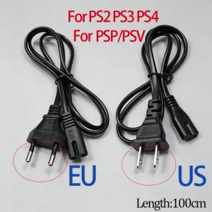 100cm Eu/US Power Cord Suitable ForPS2 PS3 PS4  Console Power Cord FOR PSP/PSV Power Cord Laptop Charger Printer Radio Speaker