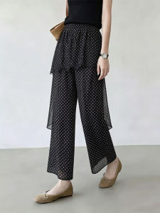WUQINGWUCAI | Slimming High Waist Black Dot Padded Pants