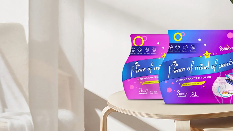 【New Arrival】Poomsoft Menstrual Pants Sanitary Napkins Soft Cotton Overnight Panties 1pcs/3pcs