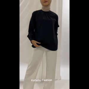 Blouse Basic Polos Lengan Panjang Wanita