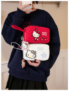 Miniso | Bolsa de Cosméticos Sanrio Hello Kitty con Estampado de Puntos Bolsa Organizadora de Maquillaje Portátil con Cierre para Viajes