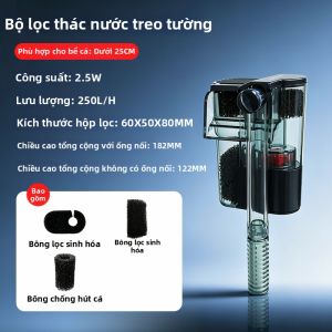 CHONGXIAOSHUAI | Bộ Lọc Treo Tường Bảo Vệ Cá Điều Chỉnh Lưu Lượng Oxy 3-trong-1