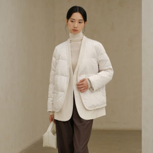 Yigue | Waterproof/Windproof/Oil-Repellent White Two-Piece Faux Quilted Down Coat
