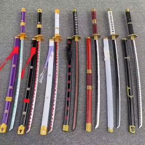 Wooden 104cm Demon Slayer Sword Japan Anime Cosplay Toy Tanjiro Zenitsu /Zoro One Piece Roronoa Zoro autumn water Samurai Sword For Children Gift