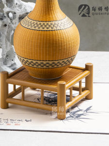 Chinesestyle Bamboo Wood Tea Ceremony Pot Stand Tea Set Accessory Traditional Chinese Woven Bamboo Tea Pot Holder Cup Mat