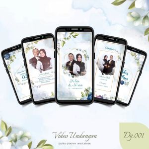 Video Undangan Pernikahan Rustic | Bonus Kartu Ucapan 100 Pcs | Desain Bunga Bergoyang | Pakai 3 Foto | Undangan Digital Pernikahan