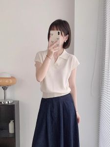 PEIXI | Áo Thun Polo Cổ Trụ Tay Ngắn Ôm Body