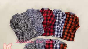 เสื้อเชิ้ตเด็ก ลายสก็อต เสื้อทรงอย่างแบด เสื้อเด็กหญิง/ชาย ใส่ได้ พร้อมส่งค่ะ