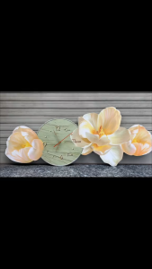 (ẢNH CHỤP) Tranh đồng hồ đèn led hoa tulip 19 uv sang trọng quà tặng tân gia