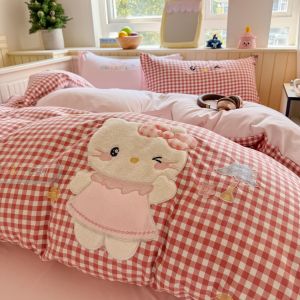 susan | Ins Cartoon Soft Cotton Patch Embroidery 4-Piece Bedding Set