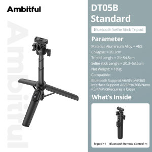 Ambitful DT05B Bluetooth Selfie Stick Tripod for DJI Action 6/5Pro Osmo 360