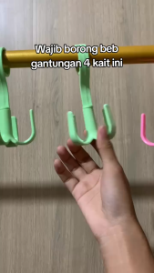 LJR Gantungan 4 Kait Tas Multifungsi 1 Lusin + Hanger Kawat Dewasa 10 Pcs