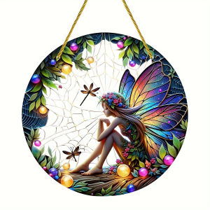 Fairy Elf Acrylic Sun CatcherStained Window Hanging Perfect For Outdoor Garden Farmhouse Bedroom & Living Room Wall Art