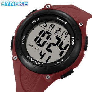 SYNOKE ผู้ชายกีฬากลางแจ้งมัลติฟังก์ชั่กันน้ํา 5Bar กันกระแทกจอแสดงผลขนาดใหญ่ส่องสว่างดิจิตอลสําหรับผู้ชายแฟชั่น
