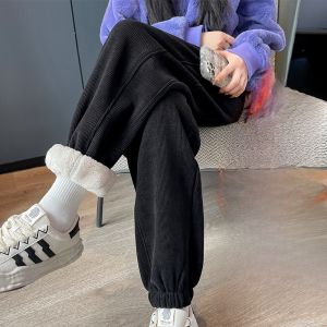 LANGPIN | Thickened Fleece Lined Lantern Pants Womens Autumn Winter Warm Sports Pants Cuffed Loose Fit Mom Sweatpants Polyester Spandex