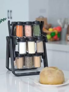 SG Seller - 18-in-1 Rotating Ferris Wheel Spice Rack Set Spice Jar | 360° Glass Bottle Seasoning Kitchen Organizer