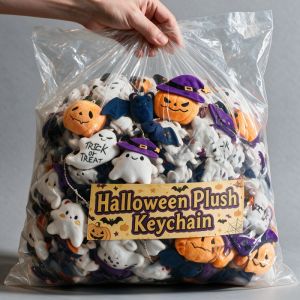 5Pcs Funny Halloween Plush Keychain Pumpkin Head Kawaii Cartoon Plush Pendant Decoration Soft Furry Bag Pendant Gift Giving
