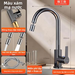 YALANDENG | Vòi Nước Nóng Lạnh Tăng Áp Chống Bắn Tia Quay Đổi Được Cho Bếp