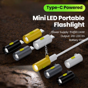 elough | Mini Flashlight Type-C Mobile Strong Light LED Portable Light Home Outdoor Emergency Light Camping Lamp Switch ABS Flashlight